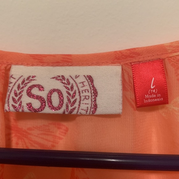 Kohls SO Orange blouse with Butterflies - Picture 4 of 4